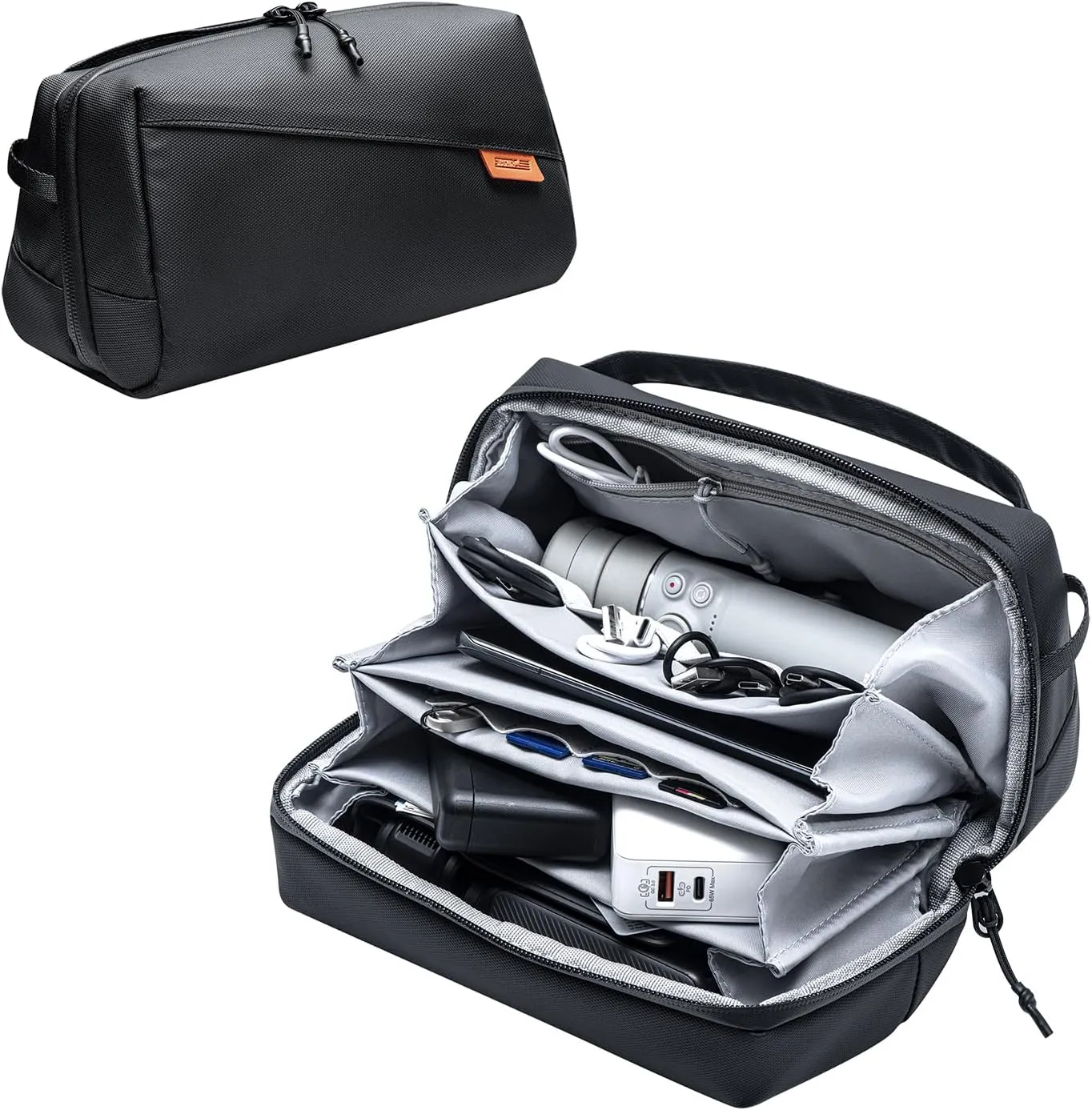 CAPART Hand Carrying Bag for DJI Osmo Pocket 3 2 Action 4 3 2 Osmo Mobile 7 7P 6 SE OM 5 4 3 2 Insta360 X4 X3 X2 ONE GO 3 3S Feiyue, Charger Data Cable Memory Card Handheld Gimbal Accessories