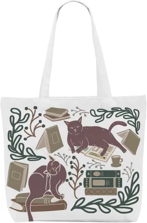 Cat Accessories, Cat gifts for Women Canvas Tote Bag, Reusable Grocery Shopping Bags for Girls Birthday