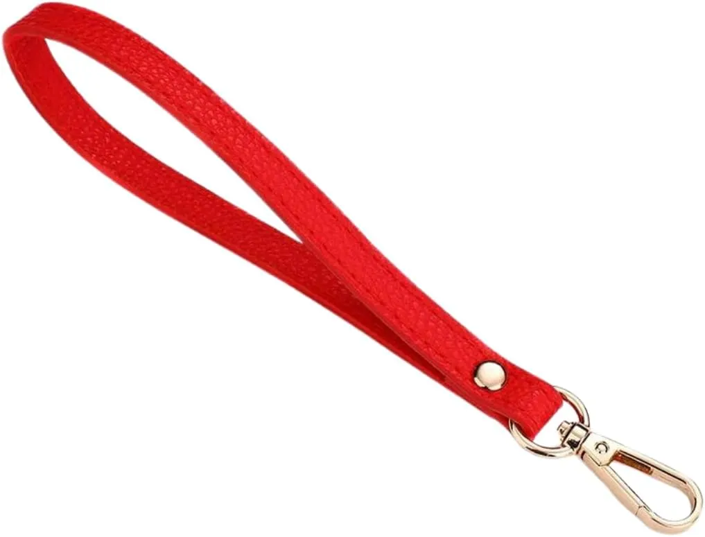 Chic Vegan Leather Short Wristlet Strap Gold Hook Clasp Chain Purse Accessories Handbag Clutch Wallet