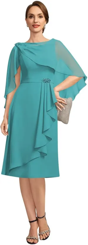 Chiffon Mother of The Bride Dresses 2025 Tea Length Formal Dresses with Jacket XOD0483