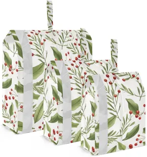 Christmas Holly Branches Packing Cubes for Travel 3 Set Compression Packing Bags Luggage Accessories for Travel
