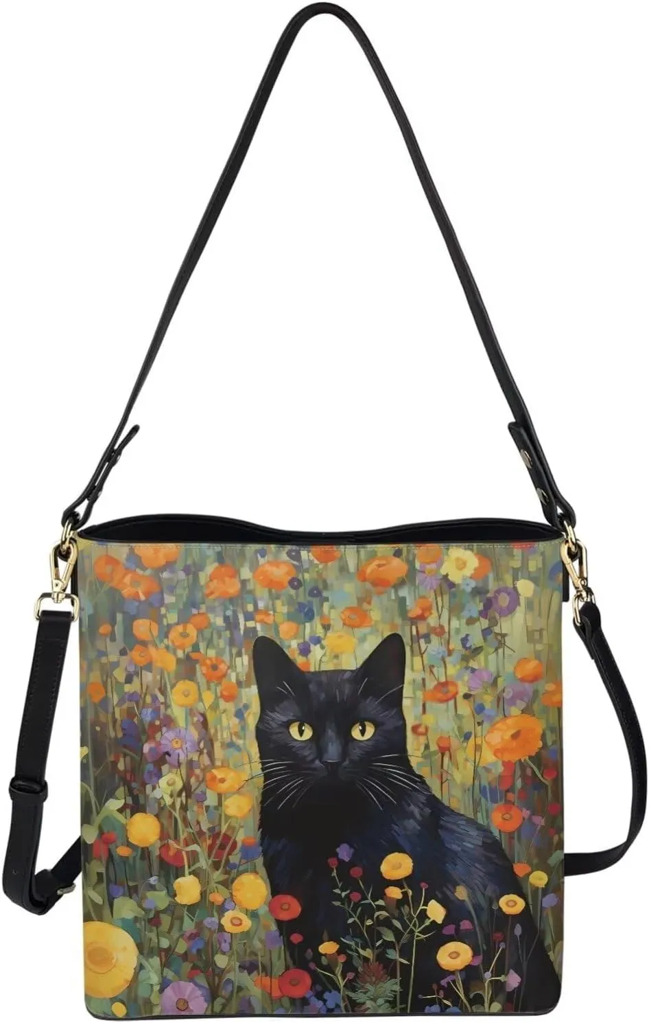 COEQINE Aesthetic Floral Tote Bag Large Capacity Floral Crossbody Strap Easy To Clean Portable Travel Accessories