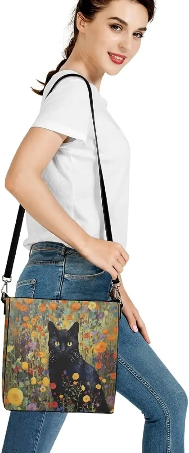 COEQINE Aesthetic Floral Tote Bag Large Capacity Floral Crossbody Strap Easy To Clean Portable Travel Accessories