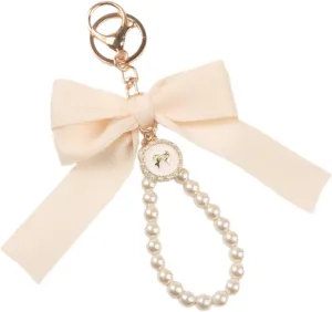 COLORFUL BLING Bow Keychain Bowknot Pearl Chain Wristlet Keyring Cute Wrist Lanyard Accessories for Purse Bags