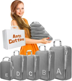 Compression Packing Cubes for Travell - Premium 381D Fabric Packing Cubes with Smooth Zippers, Space-Saving Compression Bags for Travell, Luggage Organizers for Clothes, Shoes, and Accessories