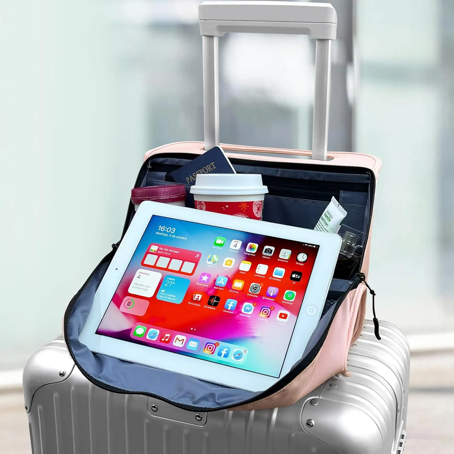 CONTAIL 13 Inch 3L Airport Accessories Storage,Small Business Handbag,Suitcase Drink Holder,Travel Essentials Organizer
