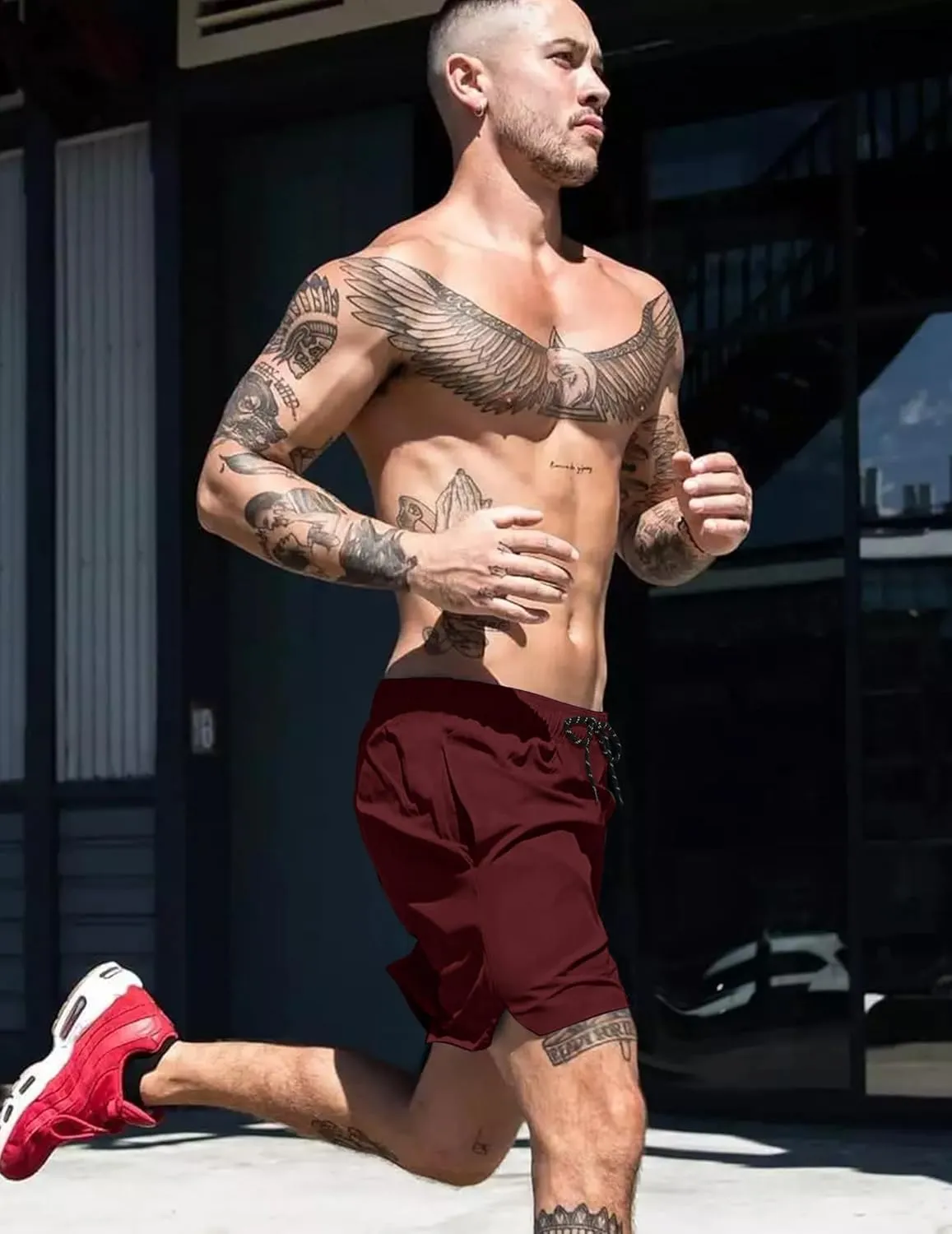 COOFANDY Men Swim Trunk with Compression Liner 2 in 1 Swimwear Bathing Suit Quick Dry Board Short