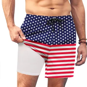 COOFANDY Men Swim Trunk with Compression Liner 2 in 1 Swimwear Bathing Suit Quick Dry Board Short