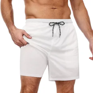COOFANDY Men Swim Trunk with Compression Liner 2 in 1 Swimwear Bathing Suit Quick Dry Board Short