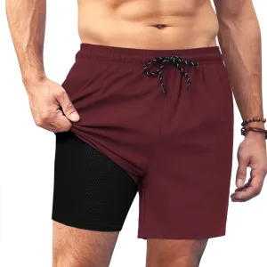 COOFANDY Men Swim Trunk with Compression Liner 2 in 1 Swimwear Bathing Suit Quick Dry Board Short