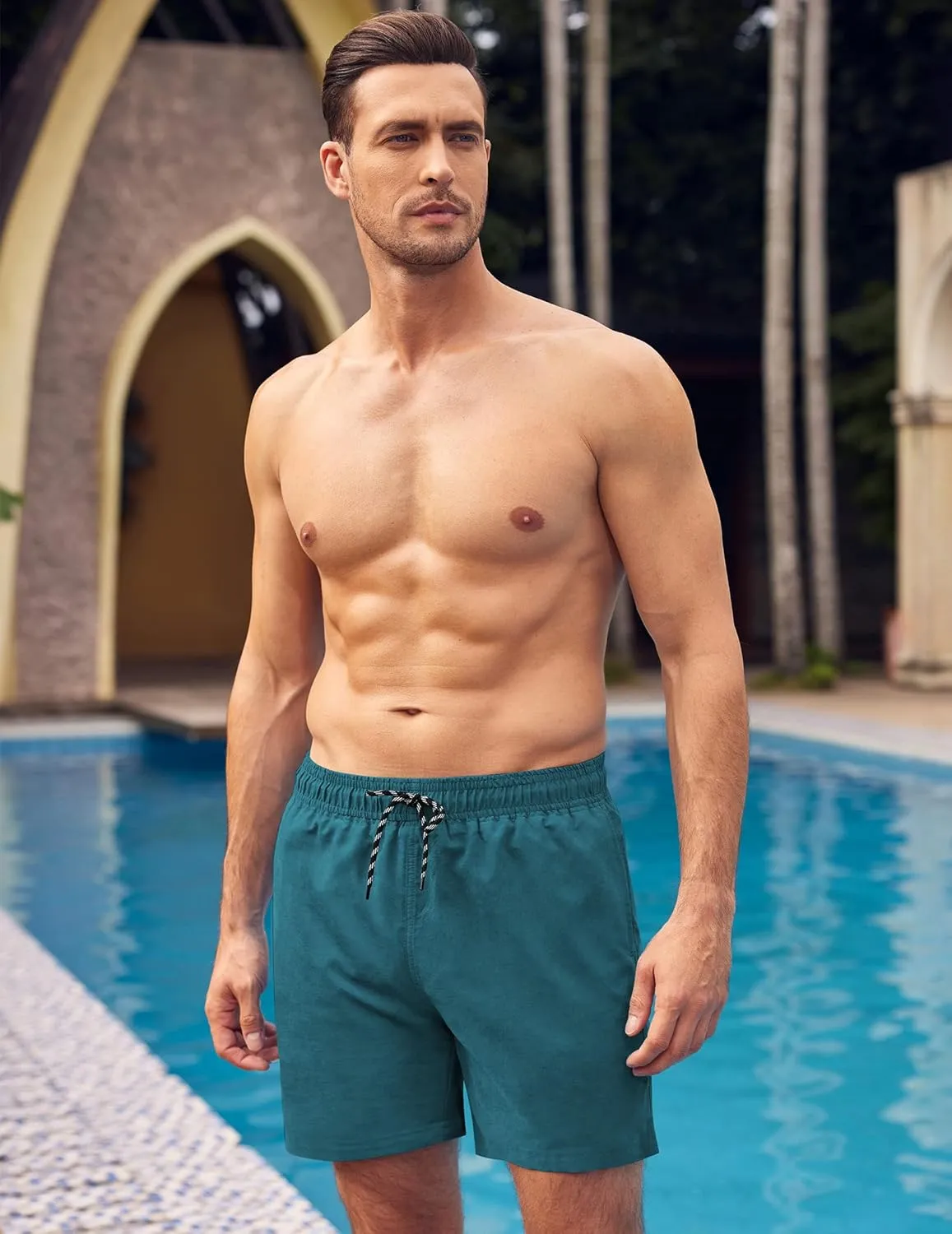 COOFANDY Men Swim Trunk with Compression Liner 2 in 1 Swimwear Bathing Suit Quick Dry Board Short