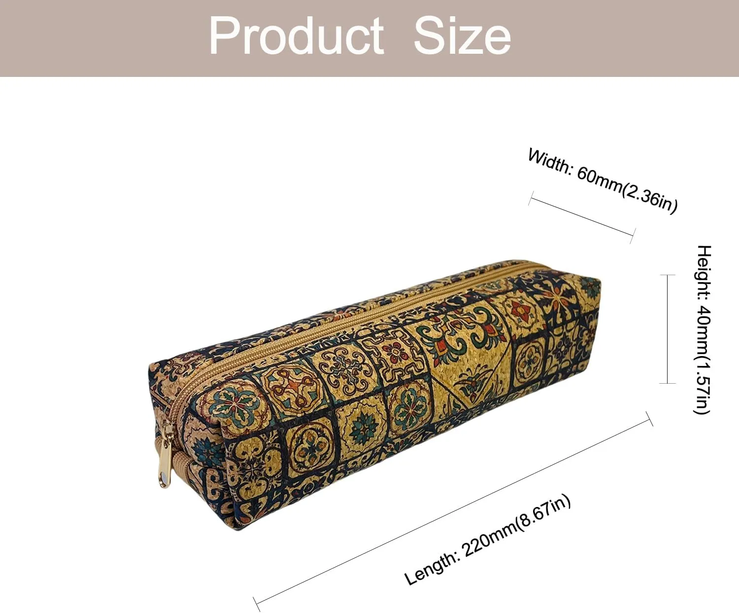 Cute Cork Printing Makeup Bag Small Cosmetic Bag, Aesthetic Pencil Pouch Toiletry for Women Travel Accessories