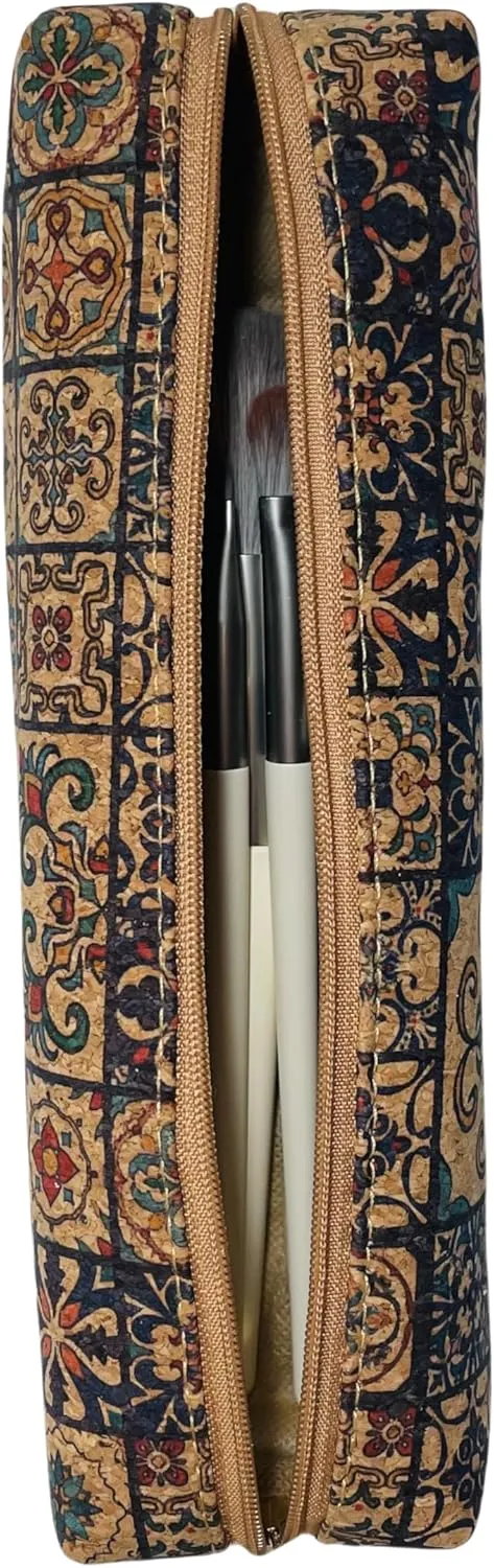 Cute Cork Printing Makeup Bag Small Cosmetic Bag, Aesthetic Pencil Pouch Toiletry for Women Travel Accessories