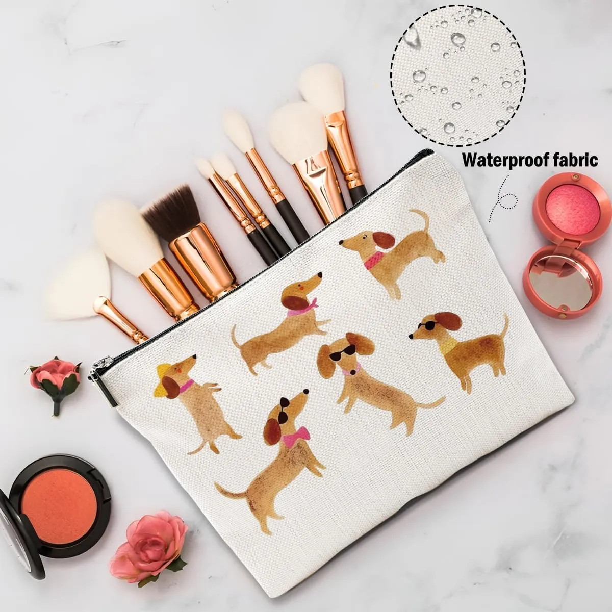 Dachshund Gifts Makeup Bag Dog Lovers Cosmetic Bag, Weiner Dog Gifts for Women Girls Daughter Sister Friendship Graduation Birthday Travel Pouch