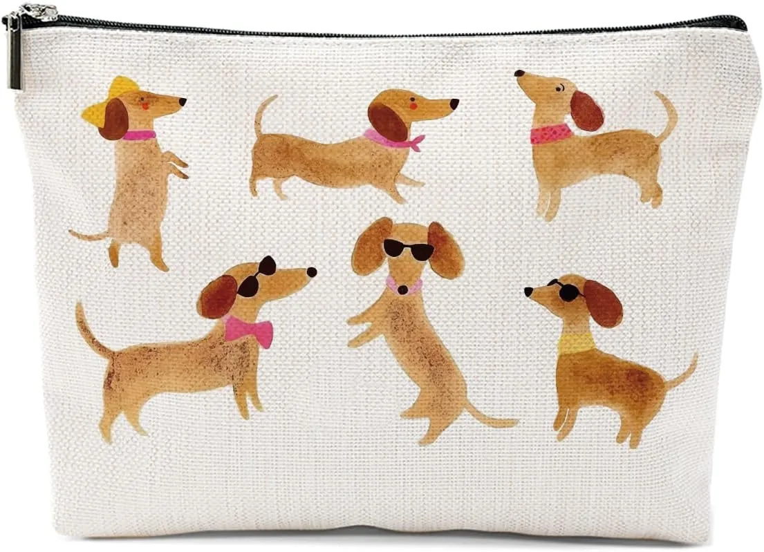 Dachshund Gifts Makeup Bag Dog Lovers Cosmetic Bag, Weiner Dog Gifts for Women Girls Daughter Sister Friendship Graduation Birthday Travel Pouch
