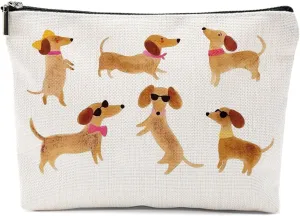Dachshund Gifts Makeup Bag Dog Lovers Cosmetic Bag, Weiner Dog Gifts for Women Girls Daughter Sister Friendship Graduation Birthday Travel Pouch