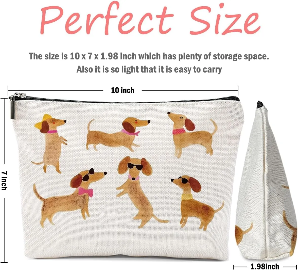 Dachshund Gifts Makeup Bag Dog Lovers Cosmetic Bag, Weiner Dog Gifts for Women Girls Daughter Sister Friendship Graduation Birthday Travel Pouch