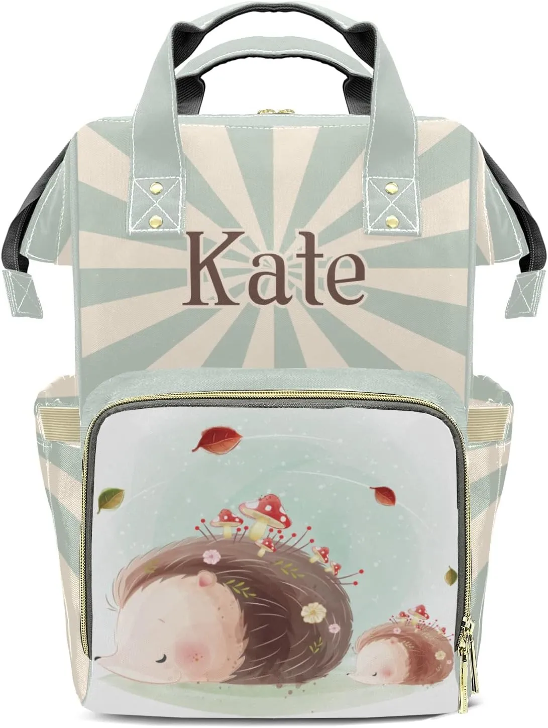 Diaper Bags Hedgehog Stripe Tote Bags Backpack with Name Mommy Nursing Bags Gifts for Women Men