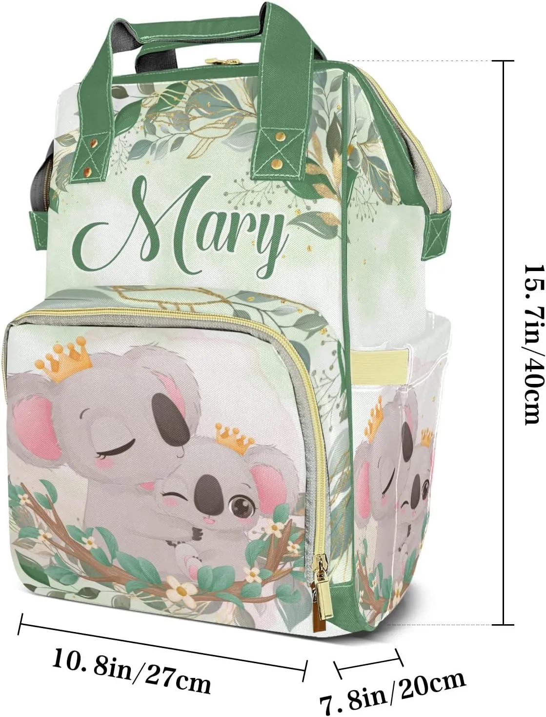 Diaper Bags Koala Mom Tote Bags Backpack with Name Mommy Nursing Bags Gifts for Women Men