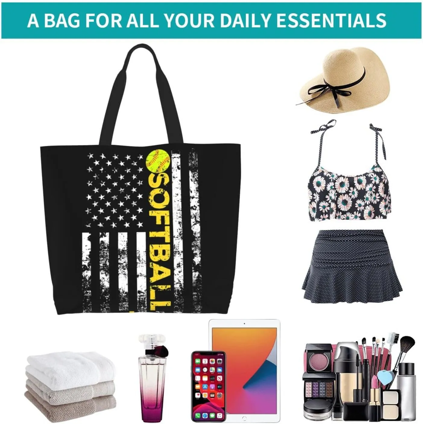Dirt Track Lights Flag Motocross Women's Tote Bag Large Capacity Single Shoulder Bags Handbag for Shopping Work
