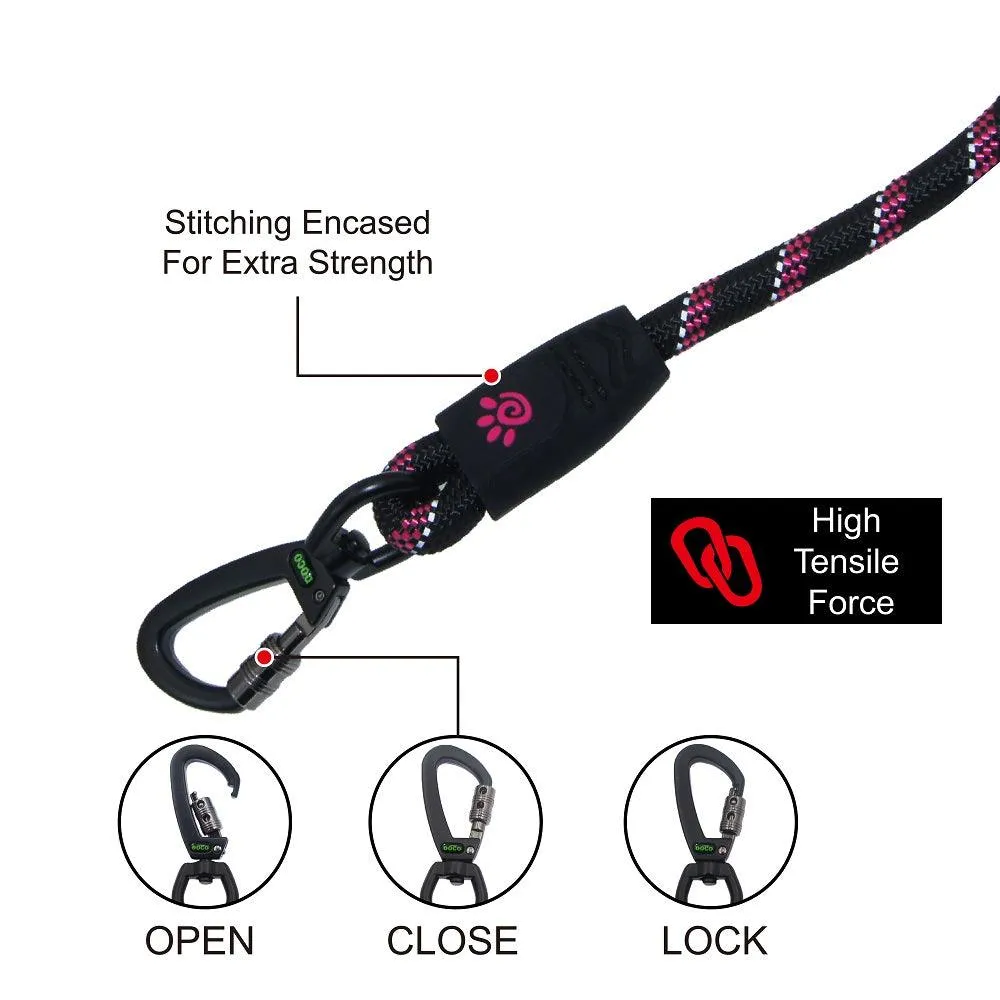 DOCO® 4ft or 5ft Reflective Rope Dog Leash w/ Click & Lock Snap (1/2" Width)