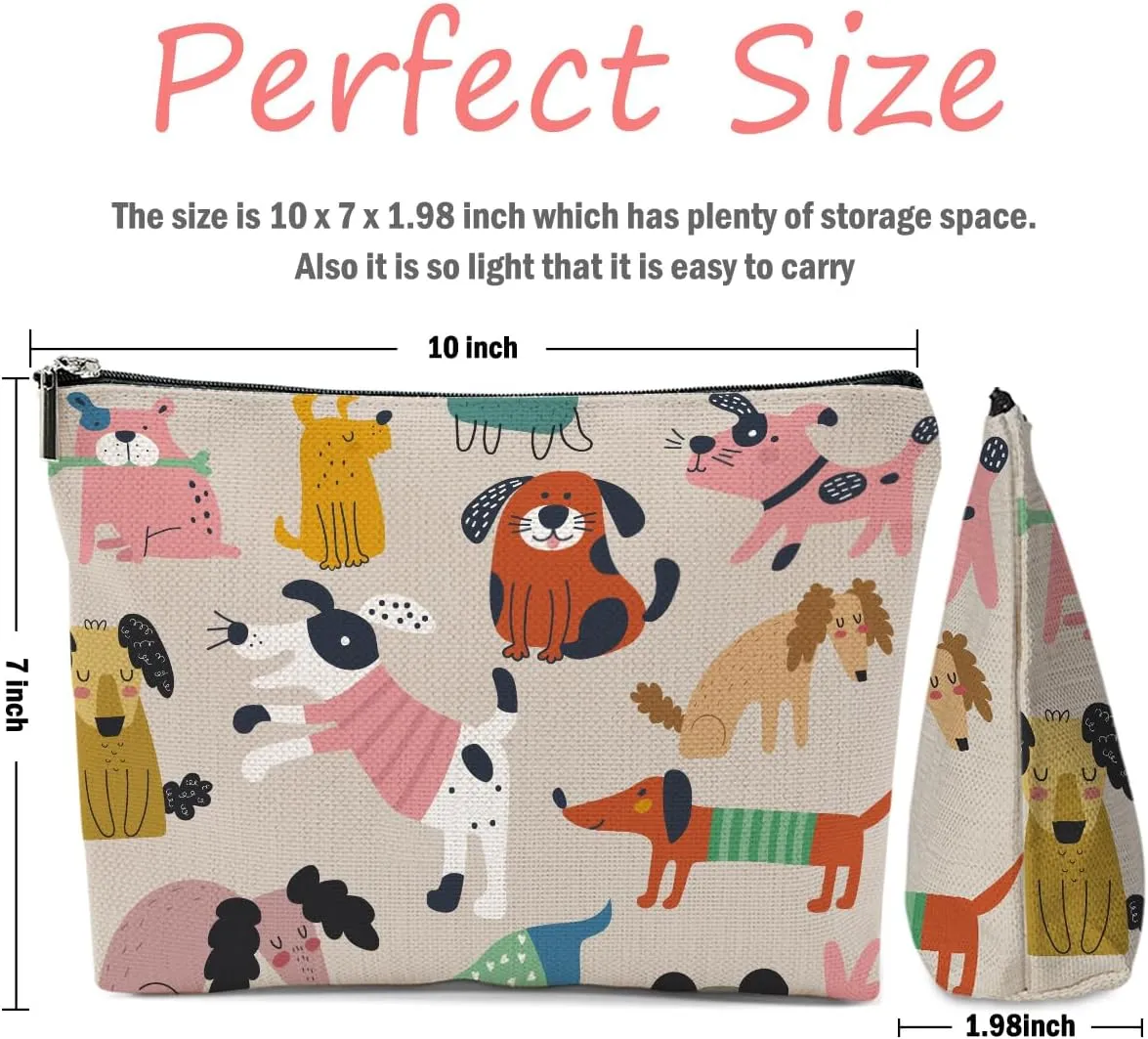 Dog Lovers Gifts for Women, Dog Themed Gifts Makeup Bag, Cartoon Dogs Cosmetic Bag Travel Pouch for Women Girls Daughter Friends Friendship Graduation Birthday