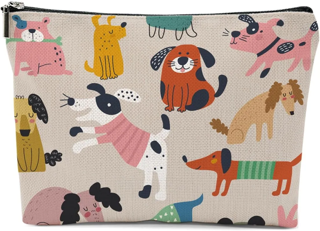 Dog Lovers Gifts for Women, Dog Themed Gifts Makeup Bag, Cartoon Dogs Cosmetic Bag Travel Pouch for Women Girls Daughter Friends Friendship Graduation Birthday