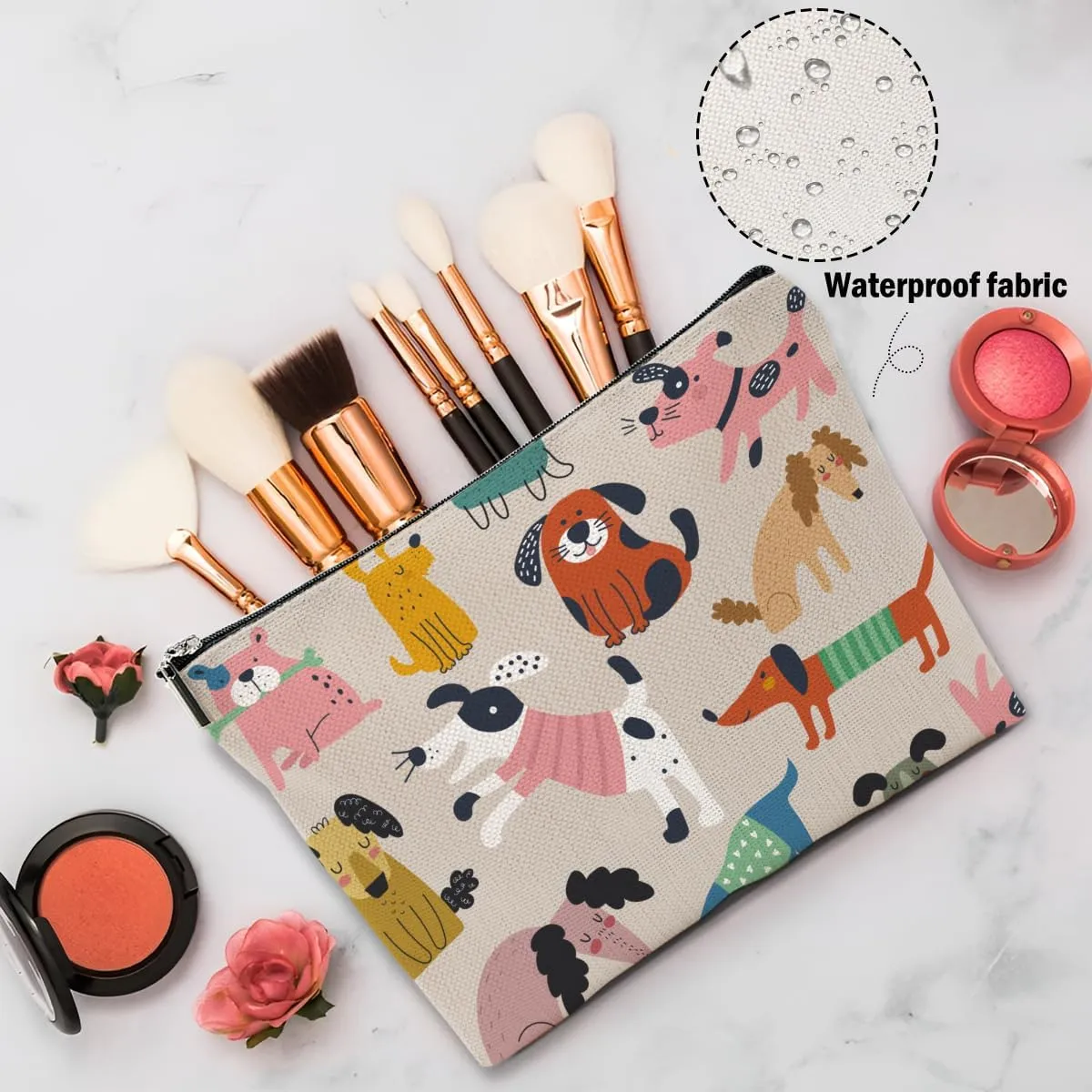 Dog Lovers Gifts for Women, Dog Themed Gifts Makeup Bag, Cartoon Dogs Cosmetic Bag Travel Pouch for Women Girls Daughter Friends Friendship Graduation Birthday
