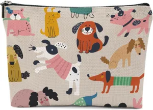 Dog Lovers Gifts for Women, Dog Themed Gifts Makeup Bag, Cartoon Dogs Cosmetic Bag Travel Pouch for Women Girls Daughter Friends Friendship Graduation Birthday