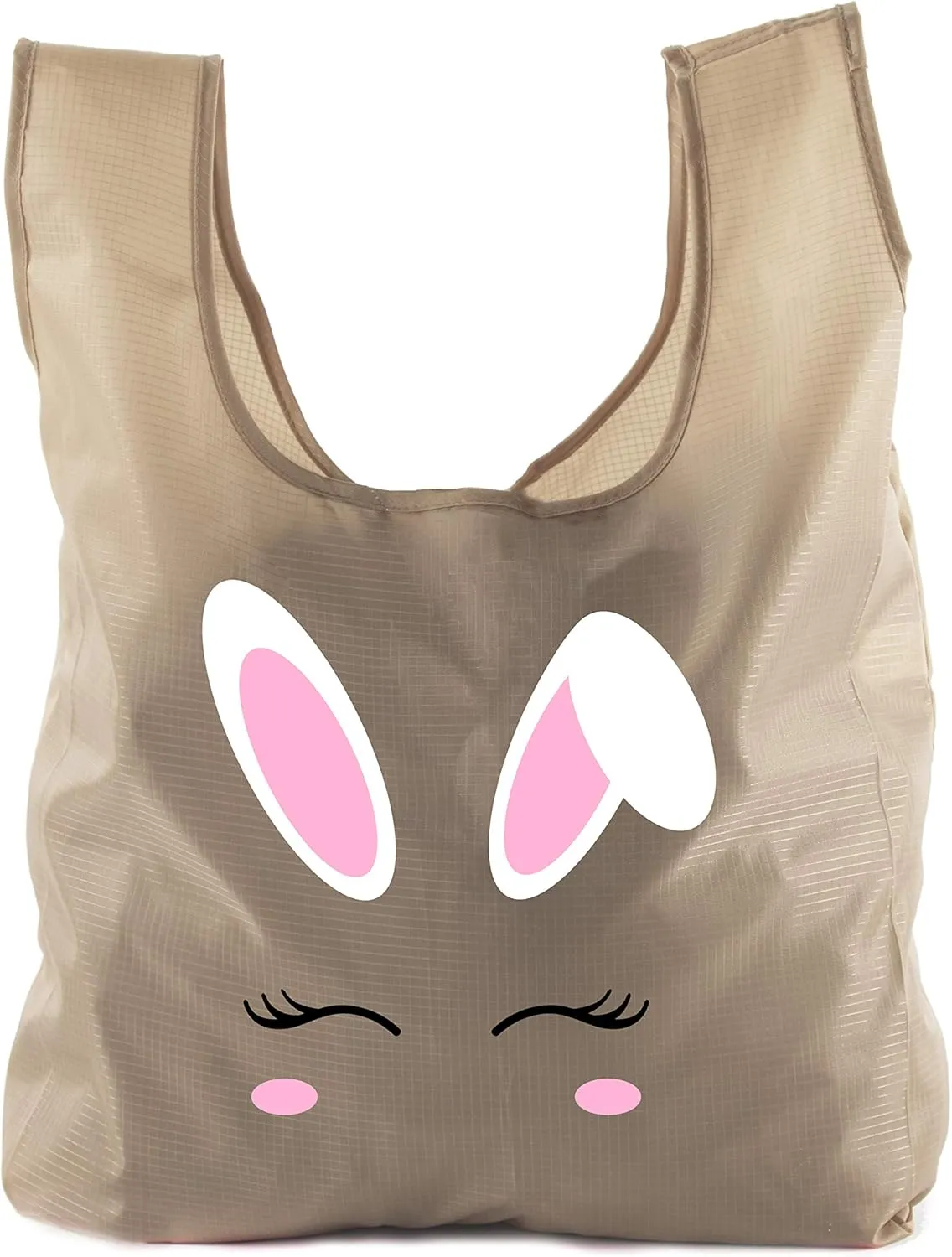 Easter Basket Bags, Bulk Reusable Grocery Bags, Easter Egg Hunt Tote Bags - Bunny Face