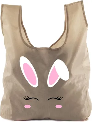 Easter Basket Bags, Bulk Reusable Grocery Bags, Easter Egg Hunt Tote Bags - Bunny Face