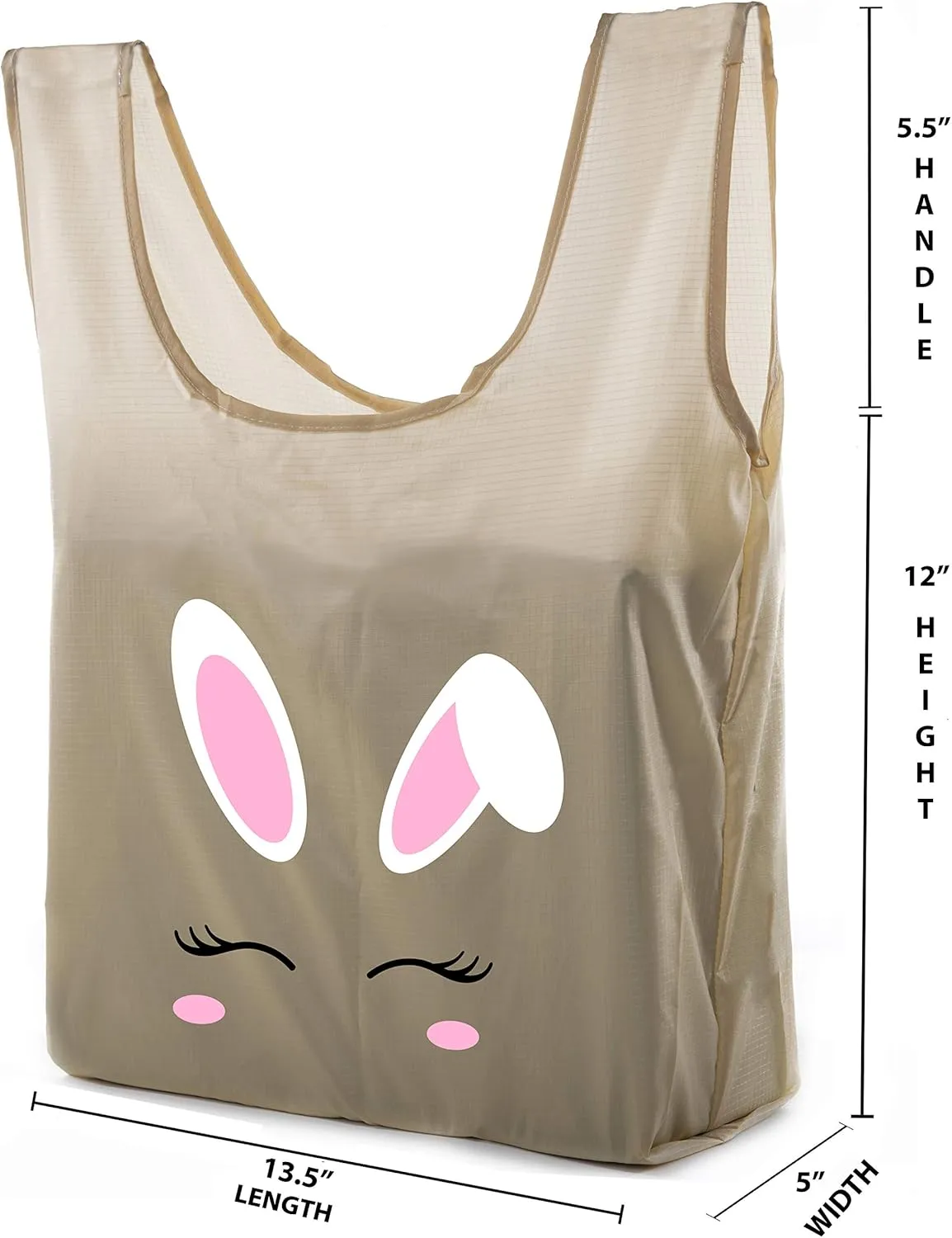 Easter Basket Bags, Bulk Reusable Grocery Bags, Easter Egg Hunt Tote Bags - Bunny Face