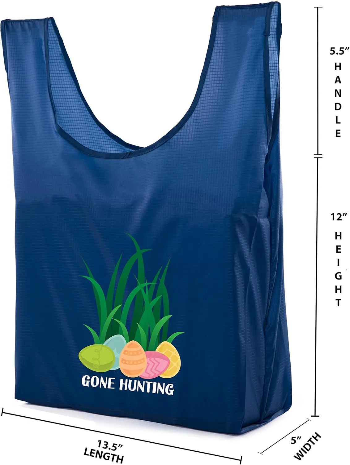 Easter Basket Bags, Bulk Reusable Grocery Bags, Easter Egg Hunt Tote Bags - Gone Hunting