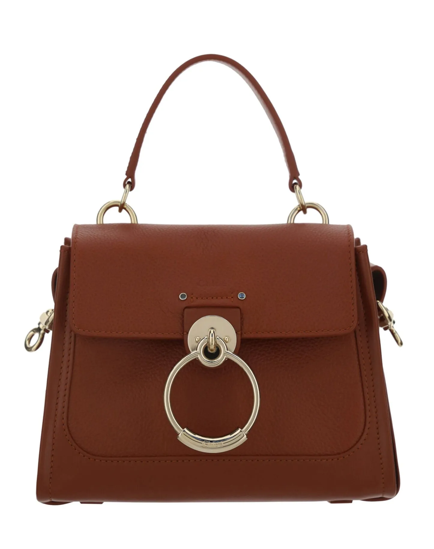 Elegant Sepia Brown Calfskin Shoulder Handbag