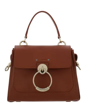 Elegant Sepia Brown Calfskin Shoulder Handbag