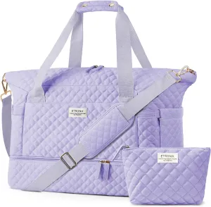 ETRONIK Travel Bag for Women, Gym Duffel Bag with Shoes Compartment, Weekender Overnight Bag with Wet Pocket for Women Travel Gym Daily Use (Purple)