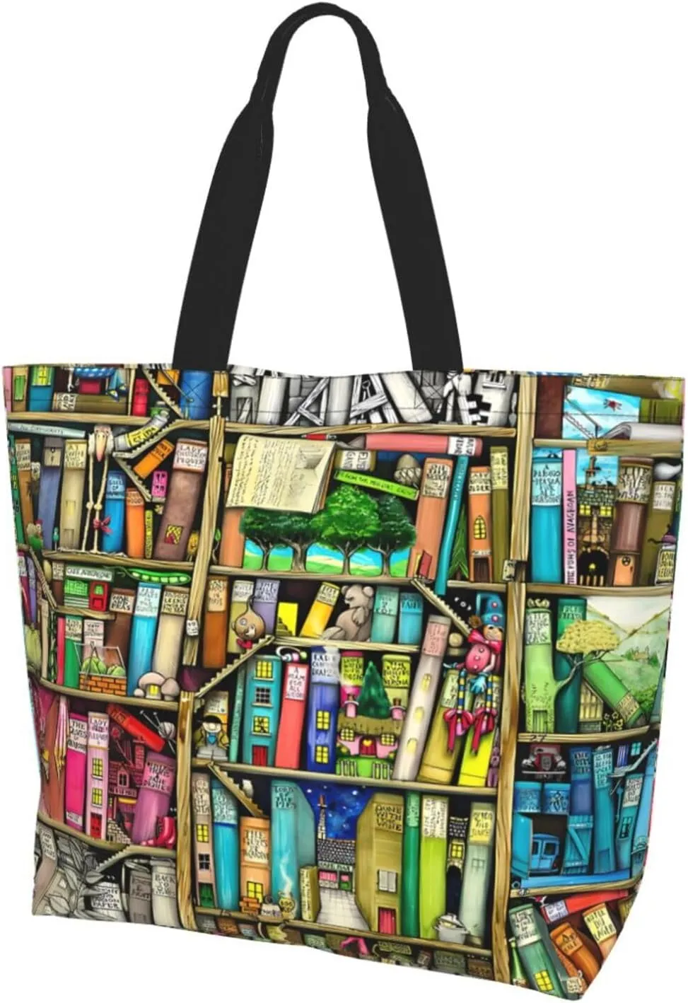 Fantasy Book Shelf Women's Tote Bag Large Capacity Single Shoulder Bags Handbag for Shopping Work