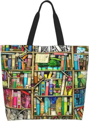 Fantasy Book Shelf Women's Tote Bag Large Capacity Single Shoulder Bags Handbag for Shopping Work