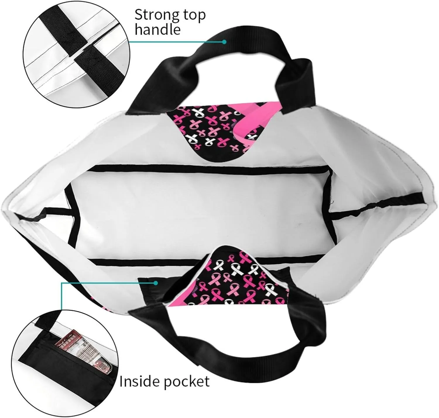 Fight Breast Cancer Awareness Ribbon Women's Tote Bag Large Capacity Single Shoulder Bags Handbag for Shopping Work