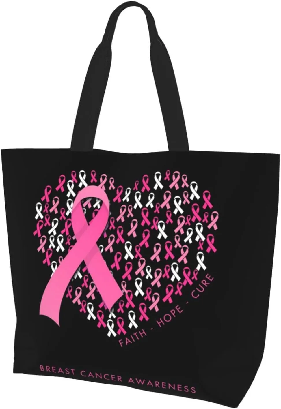Fight Breast Cancer Awareness Ribbon Women's Tote Bag Large Capacity Single Shoulder Bags Handbag for Shopping Work