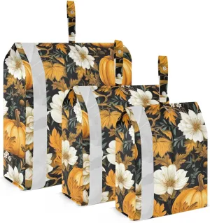 Flowers Pumpkins Autumn Packing Cubes for Travel 3 Set Packing Essentials Luggage Bags for Travel Accessories
