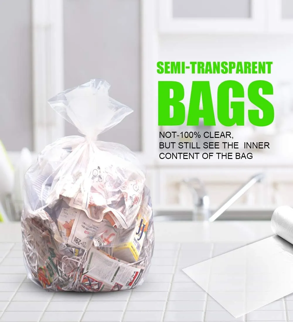 FORID Clear Medium Garbage Bags  8 Gallon Plastic Trash Bags 30 Liter Wastebasket Bin Liners 220 Count for Bathroom Bedroom Office Trash Can