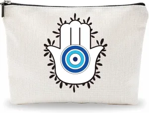 Funny Cosmetic Bag For Women Hamsa Hand Evil Eye Theme Cosmetic Bag, Birthday Gift For Friends,Sisters,Small Travel Cosmetic Bag, Women Decorations & Accessories - A10