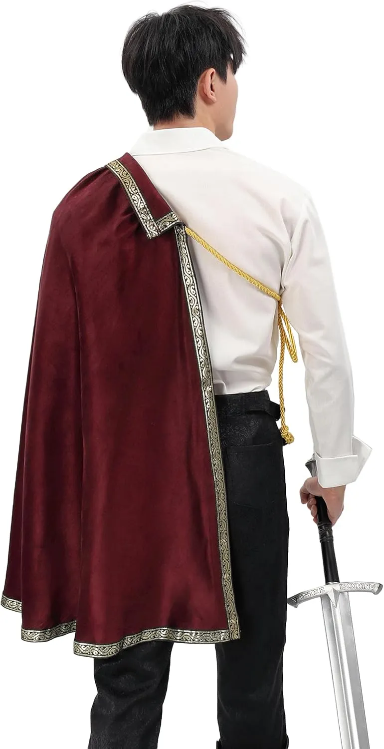 FURPHI Medieval Tudor Half Shoulder Cape Renaissance Shawl Cloak for Cavalier Ranger Halloween LARP Costume Accessories