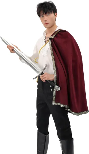 FURPHI Medieval Tudor Half Shoulder Cape Renaissance Shawl Cloak for Cavalier Ranger Halloween LARP Costume Accessories