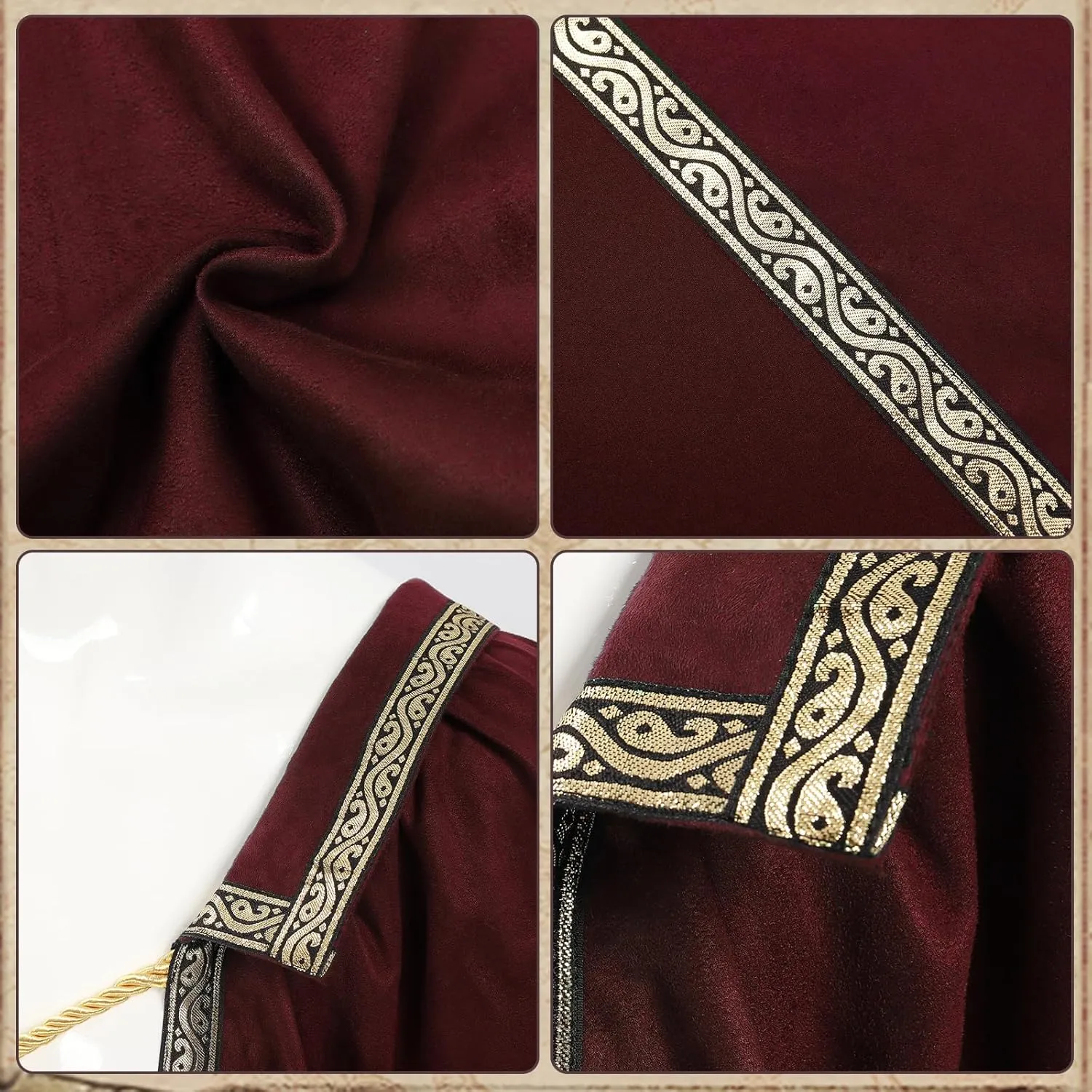 FURPHI Medieval Tudor Half Shoulder Cape Renaissance Shawl Cloak for Cavalier Ranger Halloween LARP Costume Accessories