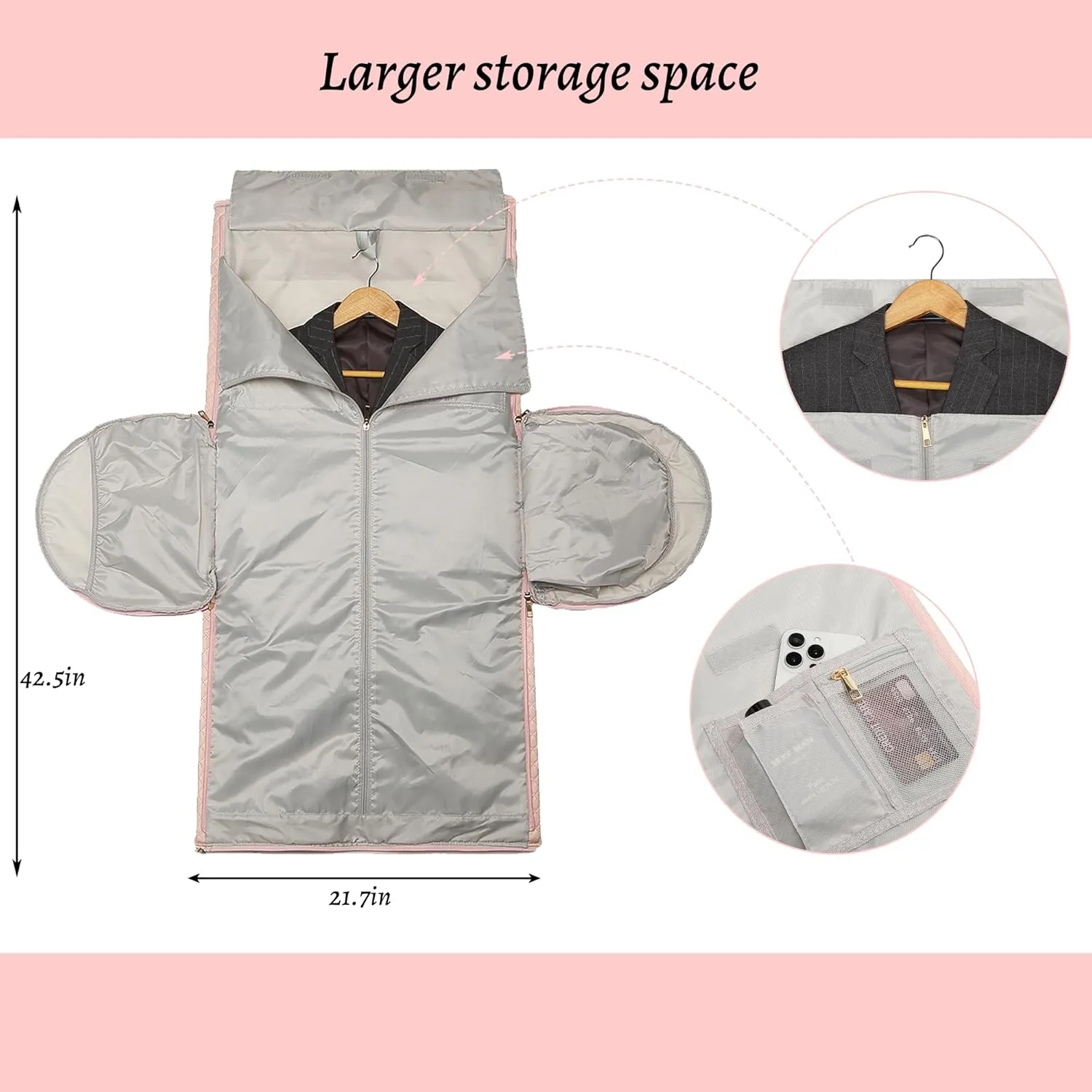 Garment Bags for Travel Pink checkered pattern suit travel bag with wheels PU leather Luggage- Rolling Garment Bag(pink)