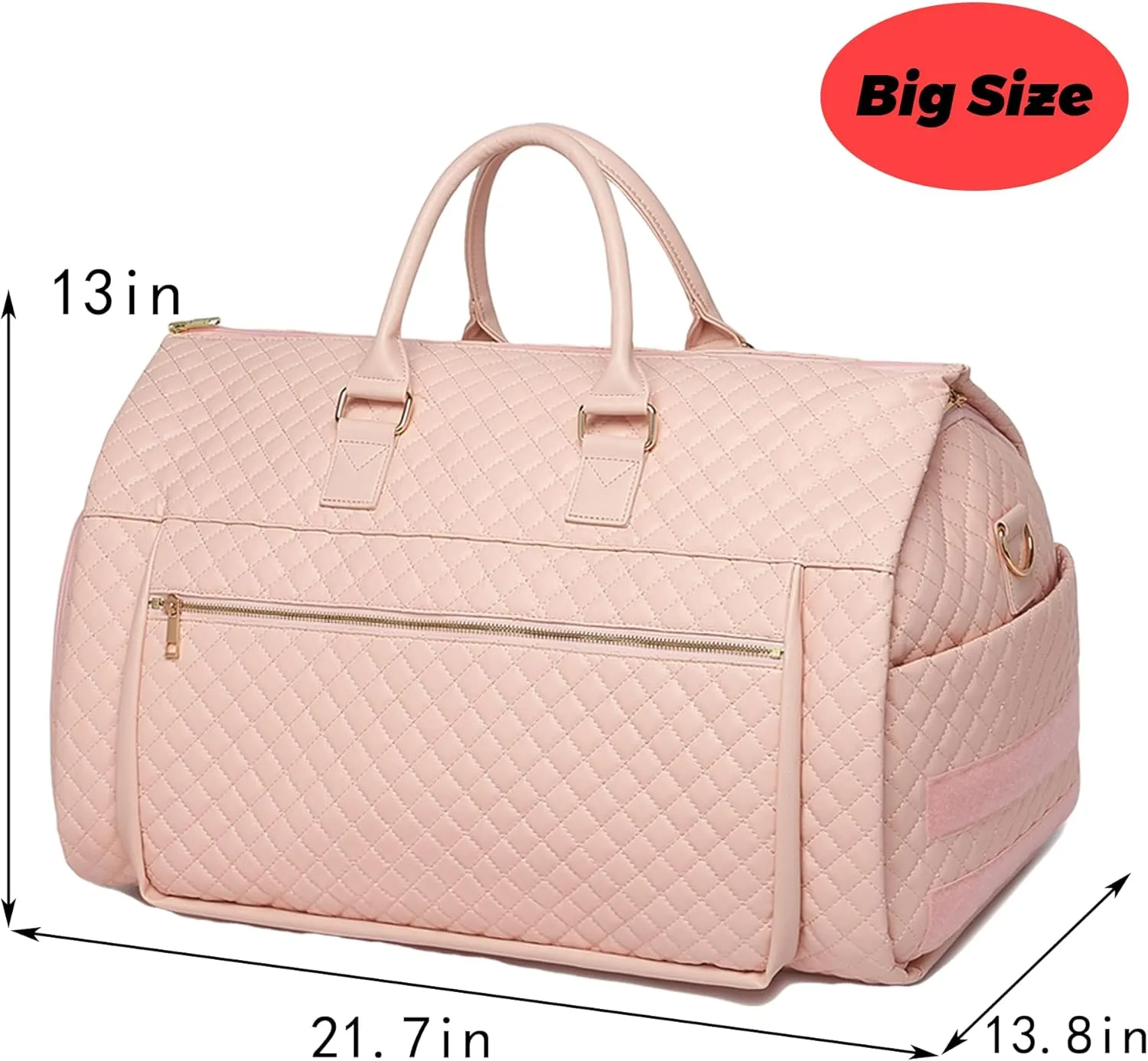 Garment Bags for Travel Pink checkered pattern suit travel bag with wheels PU leather Luggage- Rolling Garment Bag(pink)