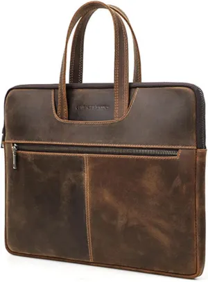 Genuine Leather Slim Laptop Briefcase, for Accessories, for Business, Travel Daily Use Laptop Briefcase Vintage Handbag