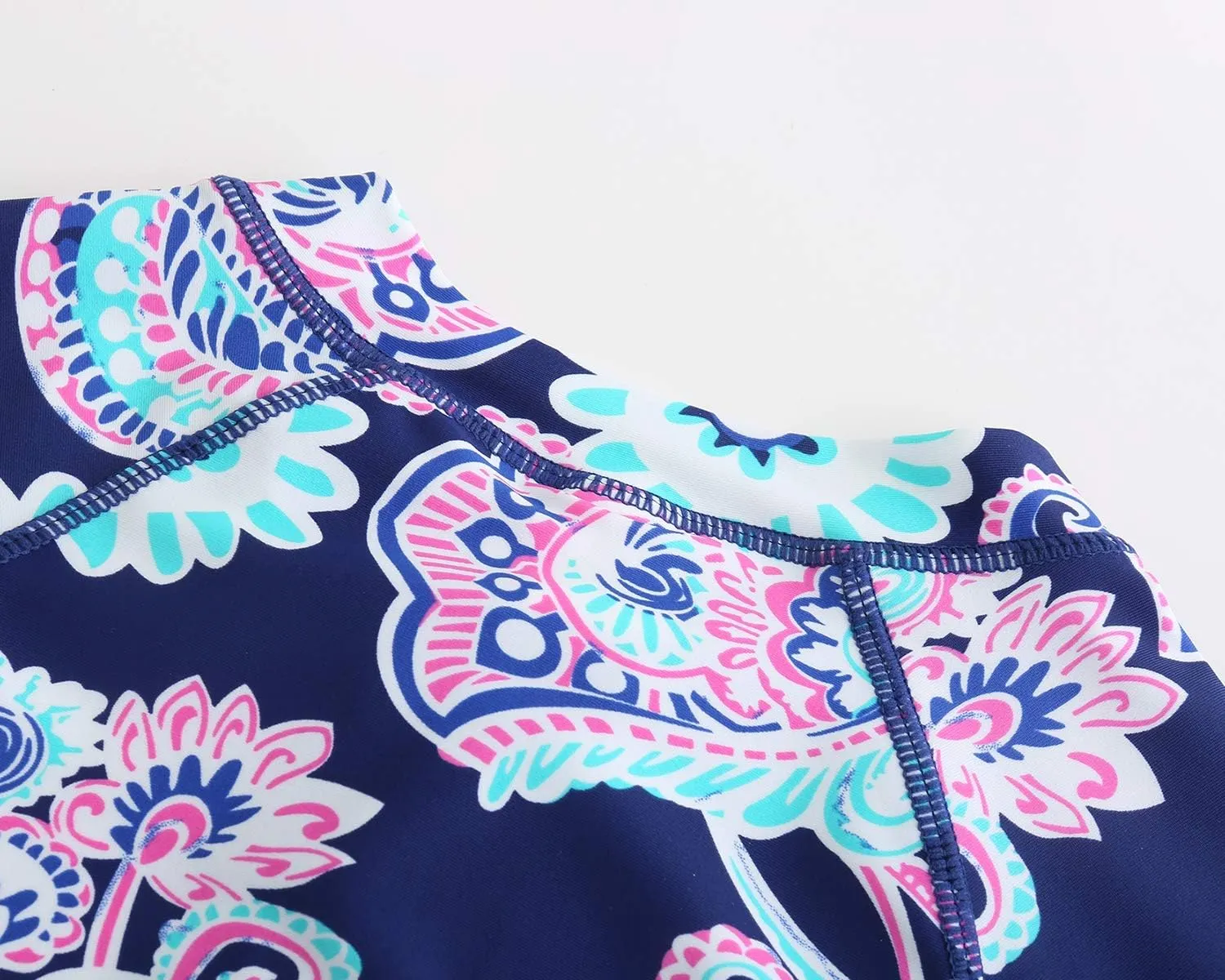 Girls Rash Guard Long Sleeve One Piece Swimsuits Stripes Zipper Bathing Suits UPF 50 /Sun Protection